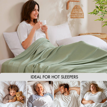 Twin Rayon Bamboo Blanket - Sage Green, 66x90