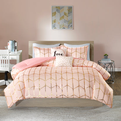 5-Piece King/Cal King 100% Polyester Brushed   Printed Comforter Set