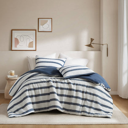 3-Piece Full/Queen Yarn-dyed striped comforter