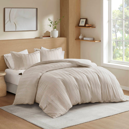 3-Piece Full Woven Striped Duvet Set