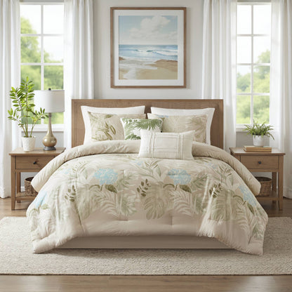 6-Piece Cal King Oversized Cotton Comforter Set with Throw Pillow