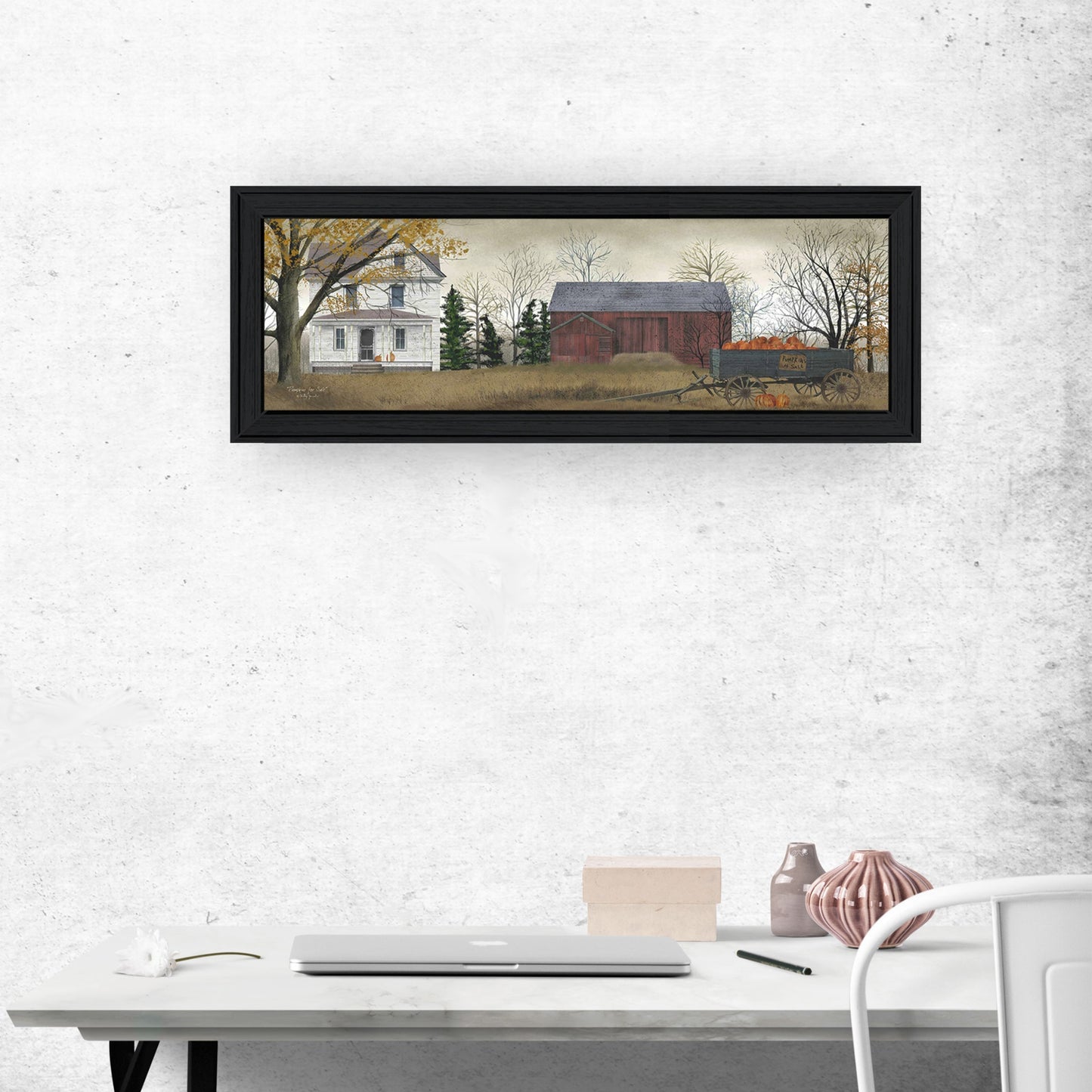 Trendy Framed Wall Art - Pumpkins For Sale Multicolor MDF Decor