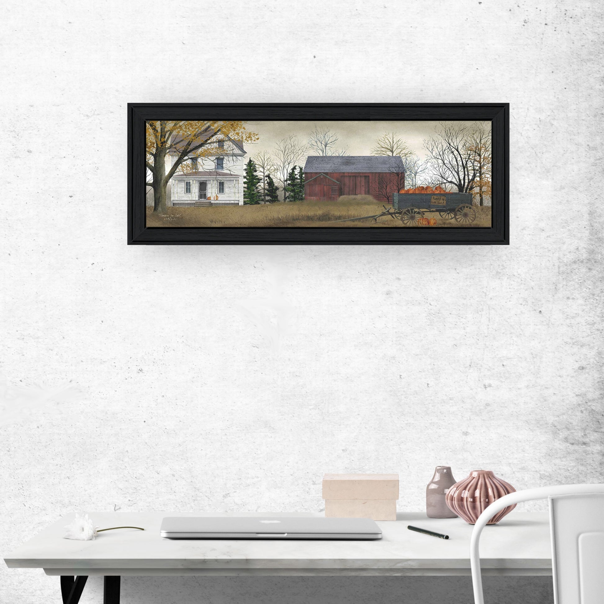 Trendy Framed Wall Art - Pumpkins For Sale Multicolor MDF Decor