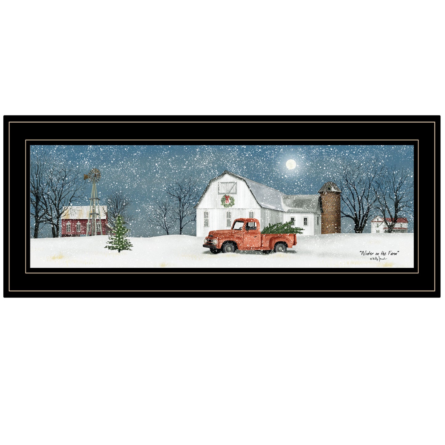 Trendy Decor 4U "Winter on The Farm" Framed Wall Art, Modern Home Decor Framed Print for Living Room, Bedroom & Farmhouse Wall Decoration by Billy Jacobs