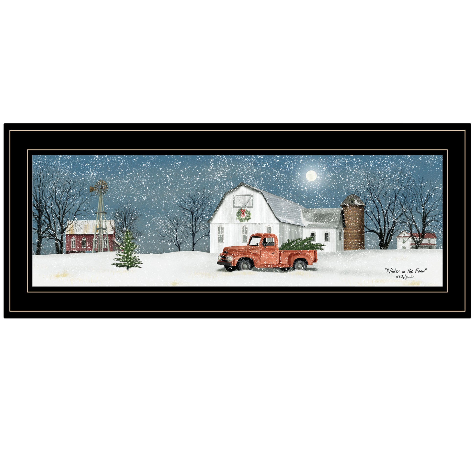 Trendy Decor 4U "Winter on The Farm" Framed Wall Art, Modern Home Decor Framed Print for Living Room, Bedroom & Farmhouse Wall Decoration by Billy Jacobs