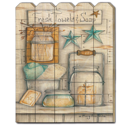 Trendy Decor 4U "Fresh Towels & Soap" Framed Wall Art, Modern Home Decor Framed Print for Living Room, Bedroom & Farmhouse Wall Decoration by Mary Ann June