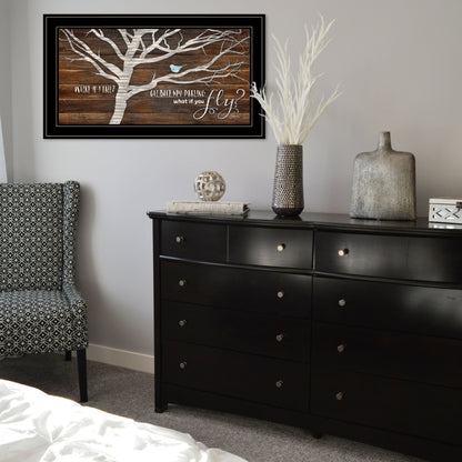 Trendy Framed Wall Art - "What if You Fly" Multicolor Paper Decor