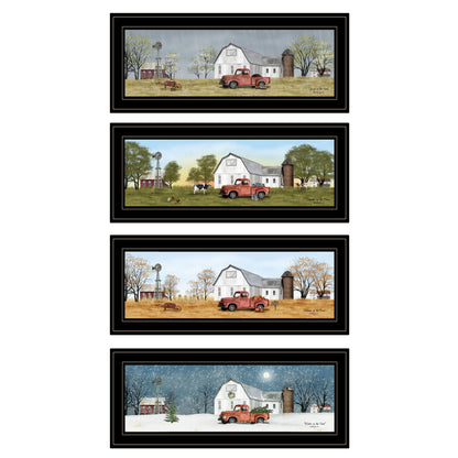 Trendy Decor 4U "Four Seasons Collection V" Framed Wall Art, Modern Home Decor 4 Piece Vignette for Living Room, Bedroom & Farmhouse Wall Decoration by Billy Jacobs