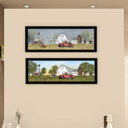 Trendy Framed Wall Art Multicolor Paper - Modern Home Decor 2 Piece Vignette