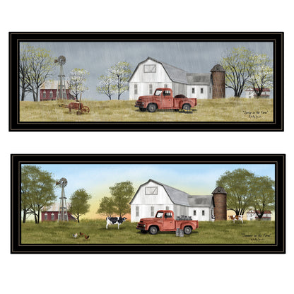 Trendy Decor 4U "Billy Jacobs Summer/Spring Seasonal" Framed Wall Art, Modern Home Decor 2 Piece Vignette for Living Room, Bedroom & Farmhouse Wall Decoration by Billy Jacobs