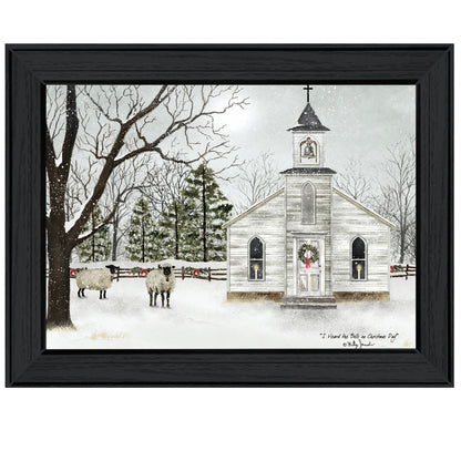 Trendy Decor 4U "I Heard the Bells on Christmas" Framed Wall Art, Modern Home Decor Framed Print for Living Room, Bedroom & Farmhouse Wall Decoration by Billy Jacobs