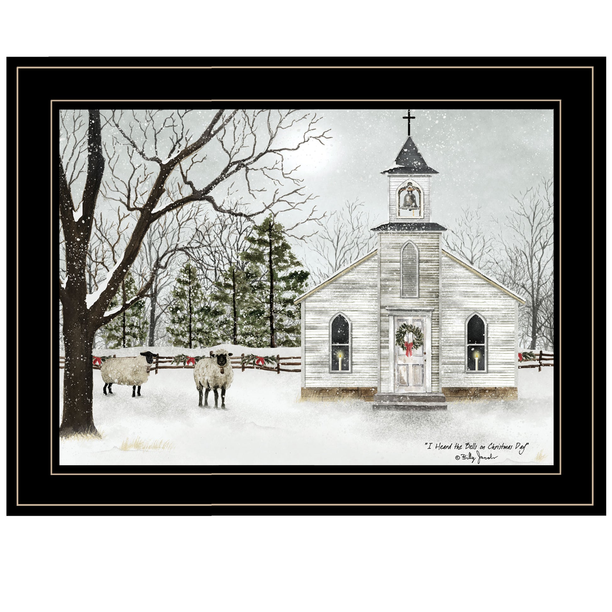 Trendy Decor 4U "I Heard the Bells on Christmas" Framed Wall Art, Modern Home Decor Framed Print for Living Room, Bedroom & Farmhouse Wall Decoration by Billy Jacobs