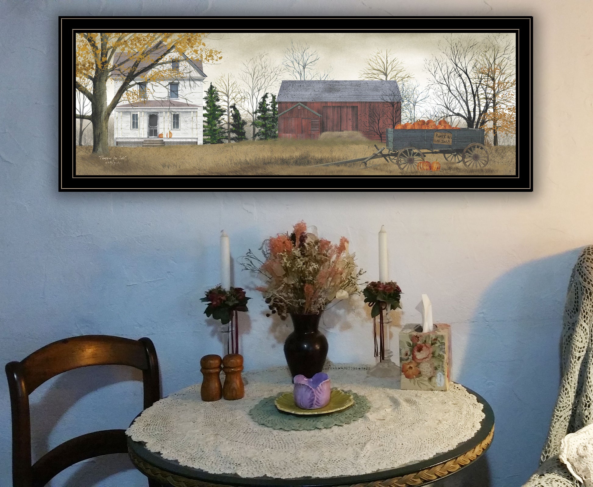 Trendy Framed Wall Art - Pumpkins for Sale Multicolor Paper Decor