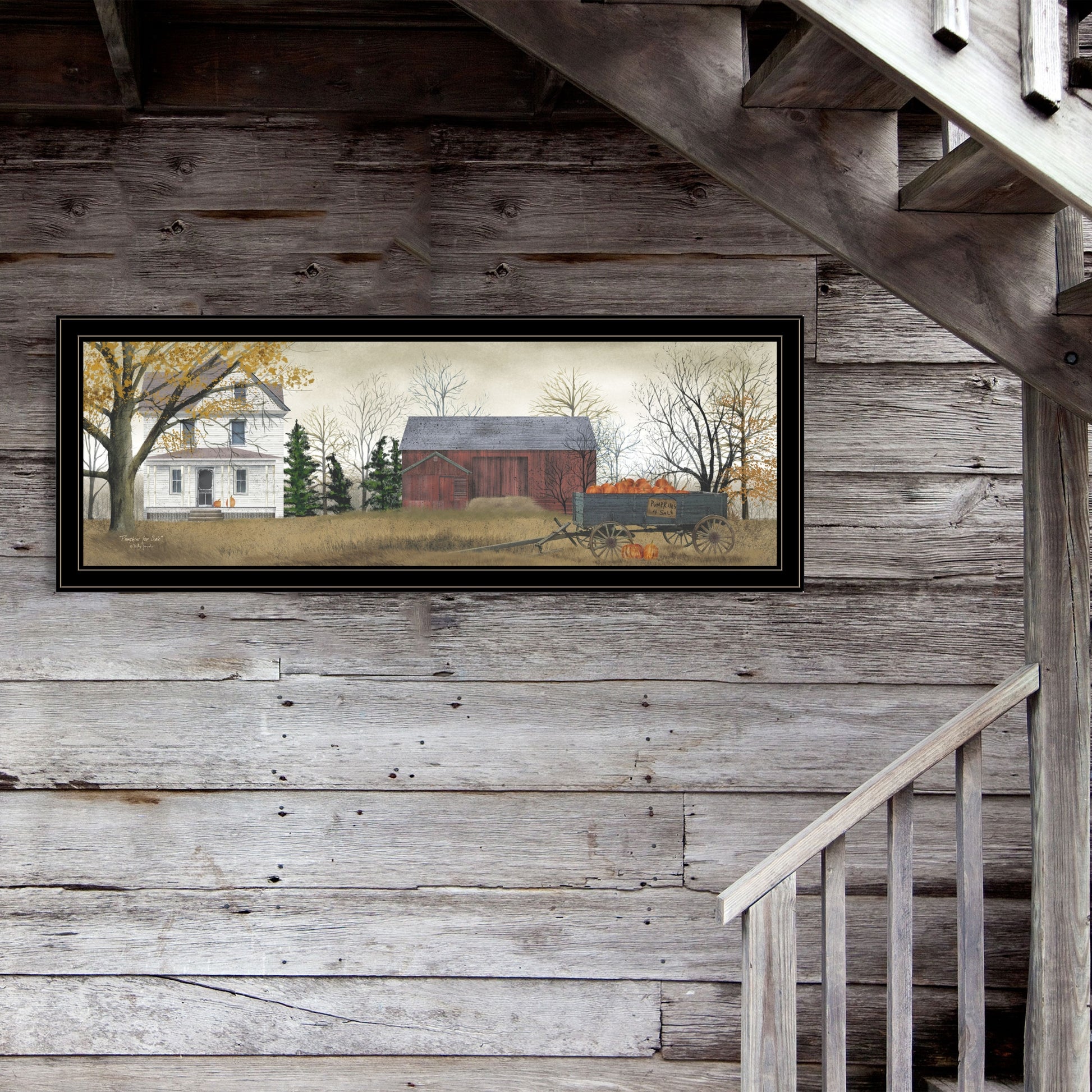 Trendy Framed Wall Art - Pumpkins for Sale Multicolor Paper Decor