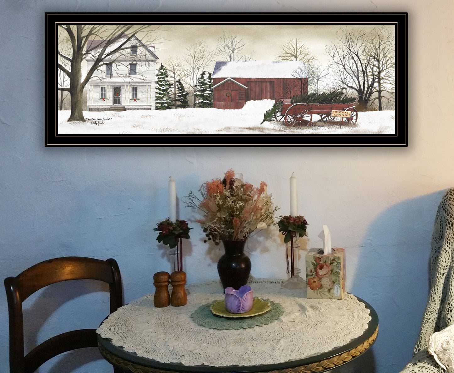 Trendy Framed Wall Art - Christmas Trees Multicolor Paper