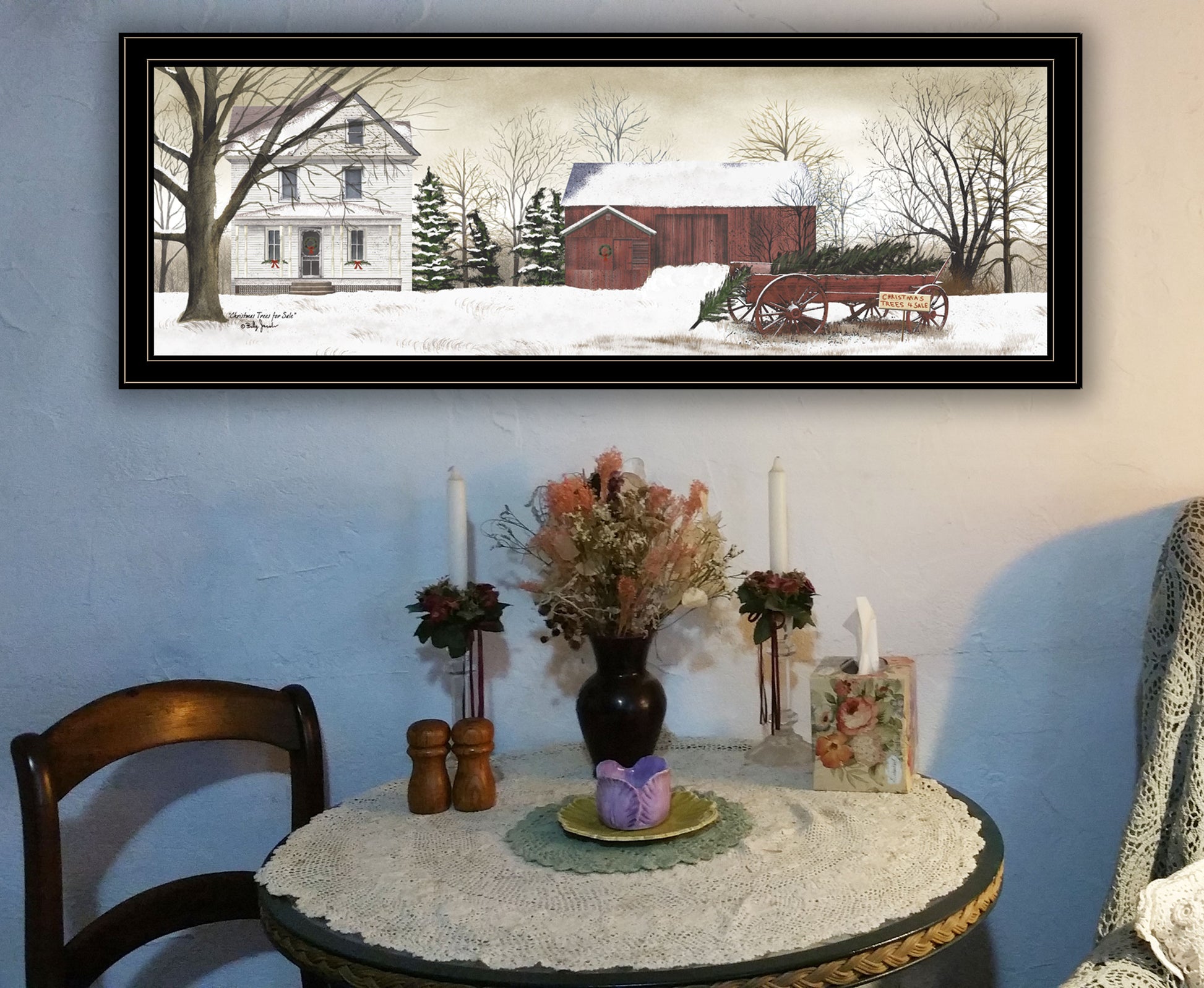 Trendy Framed Wall Art - Christmas Trees Multicolor Paper