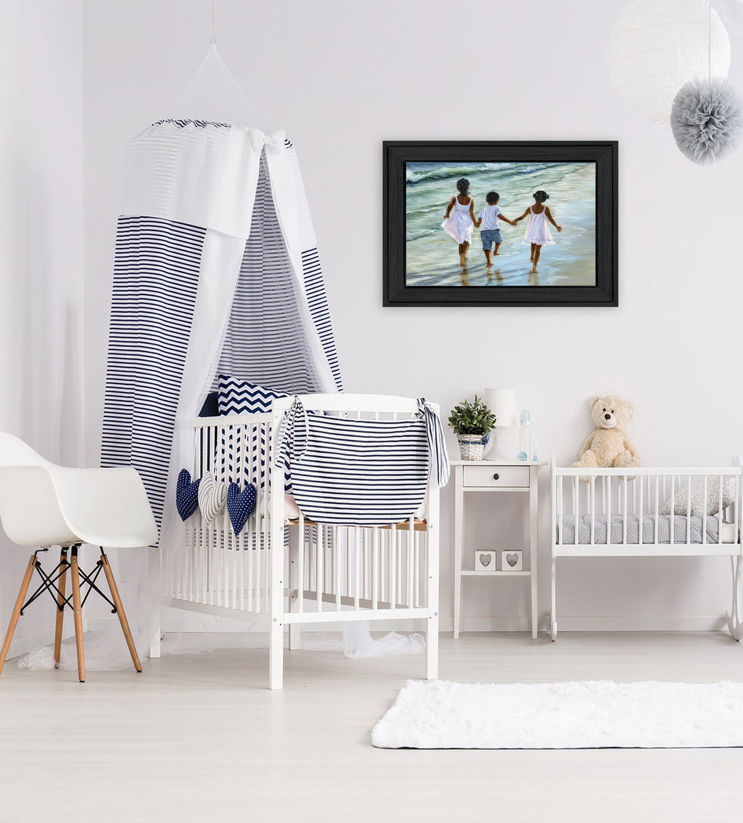 Multicolor Paper Wall Art - Beach Scene Decor for Living Room Bedroom