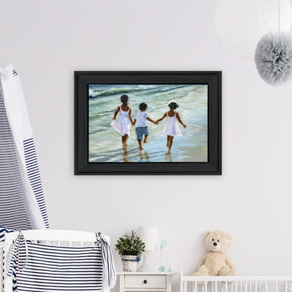 Multicolor Paper Wall Art - Beach Scene Decor for Living Room Bedroom