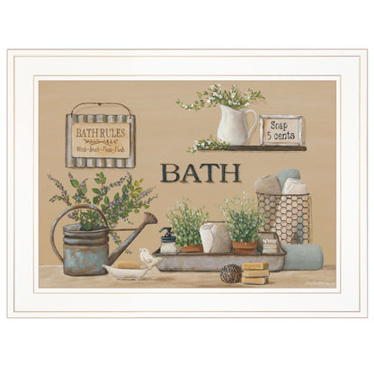 Trendy Decor 4U "Farmhouse Bath II" Framed Wall Art, Modern Home Decor Framed Print for Living Room, Bedroom & Farmhouse Wall Decoration by Pam Britton