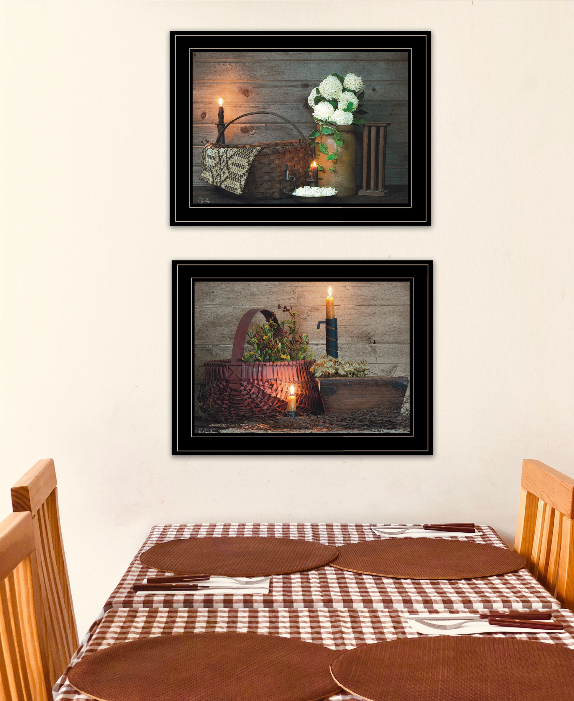 Trendy Framed Wall Art - Baskets & Flowers Multicolor Paper Decor