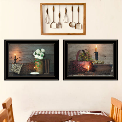 Trendy Framed Wall Art - Baskets & Flowers Multicolor Paper Decor