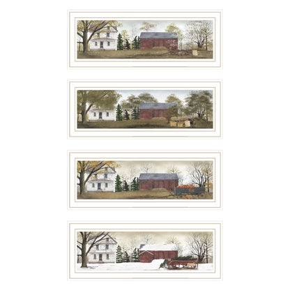 Trendy Decor 4U 4- Piece Vignette Four Seasons Homesteads White Framed Wall Art for Living Room, Bedroom Wall Art Print for Home Decor by Billy Jacobs