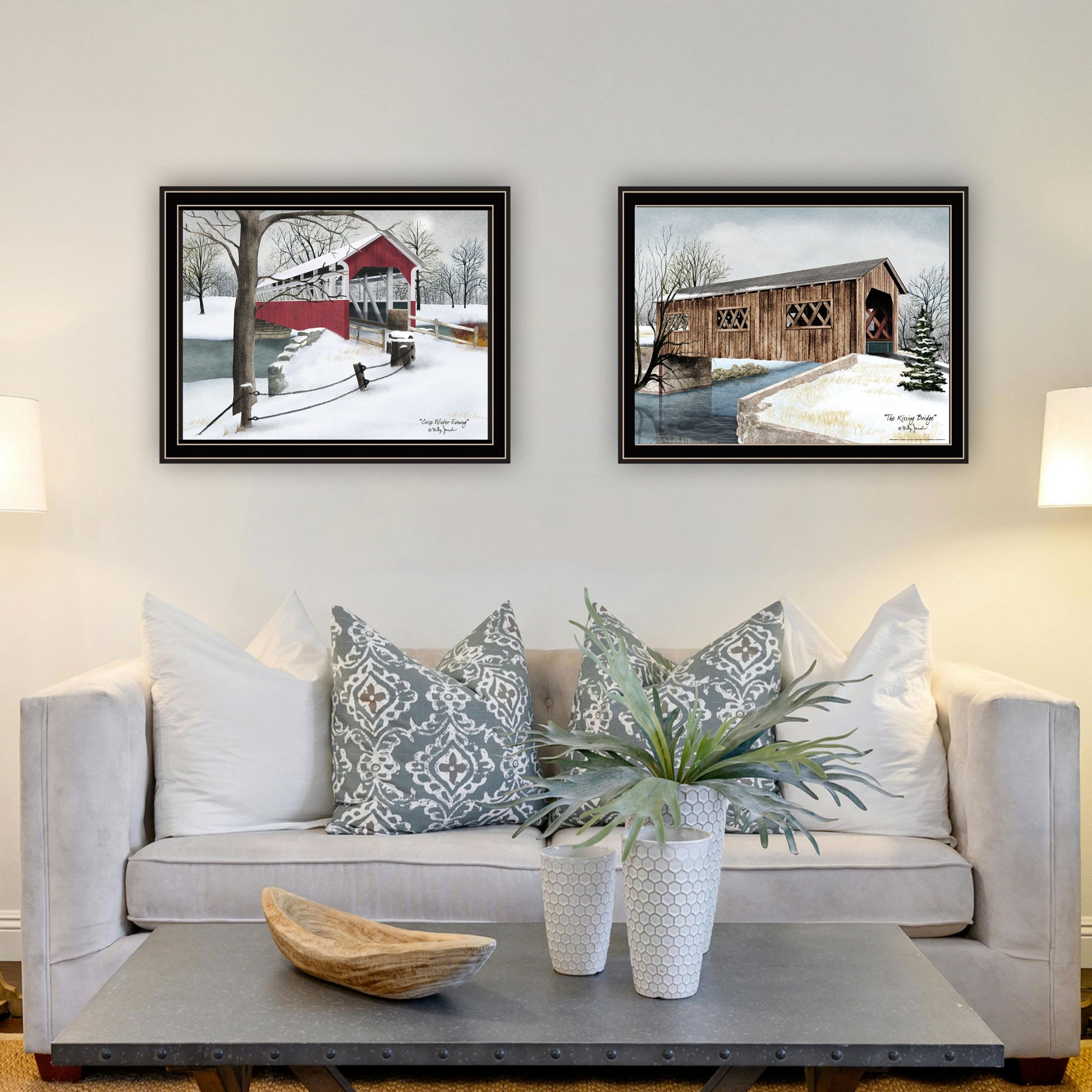 Trendy Winter Bridges Wall Art - Multicolor Wood Decor