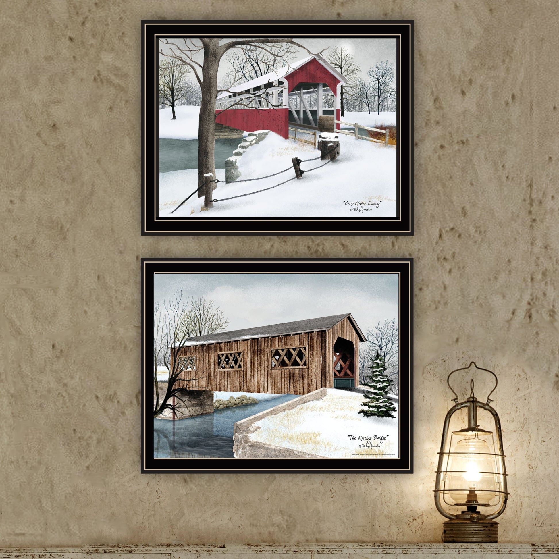 Trendy Winter Bridges Wall Art - Multicolor Wood Decor