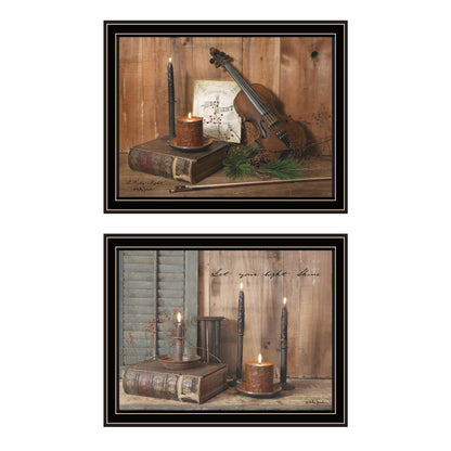 Trendy Decor 4U 2- Piece Vignette Candlelight O Holy Night Black Framed Wall Art for Living Room, Bedroom Wall Art Print for Home Decor by Billy Jacobs
