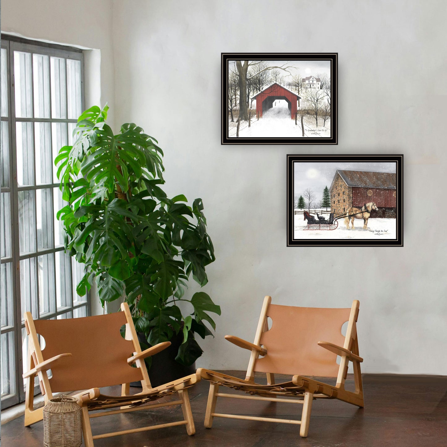 Multi Wood and Paper Framed Wall Art for Living Room Decor