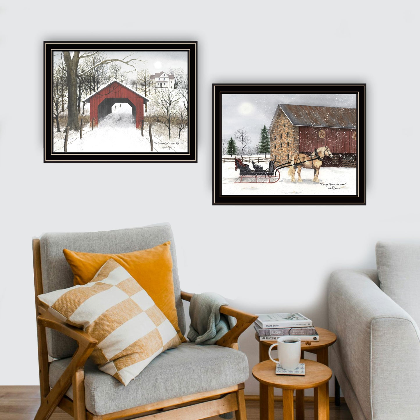 Multi Wood and Paper Framed Wall Art for Living Room Decor