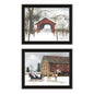 Trendy Decor 4U 2- Piece Vignette Sleigh Ride to Grandma's Black Framed Wall Art for Living Room, Bedroom Wall Art Print for Home Decor by Billy Jacobs