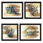Trendy Decor 4U 4-PC Vignette Gold Sea Collection Black Framed Wall Art for Living Room, Bedroom Wall Art Print for Home Decor by Bluebird Barn