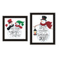 Trendy Decor 4U 2- Piece Vignette Good Friends Snowman Black Framed Wall Art for Living Room, Bedroom Wall Art Print for Home Decor by Deb Strain