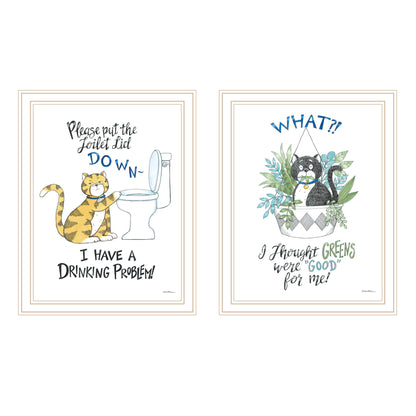 Trendy Decor 4U 2- Piece Vignette I have a Drinking Problem!! Black Framed Wall Art for Living Room, Bedroom Wall Art Print for Home Decor by Deb Strain