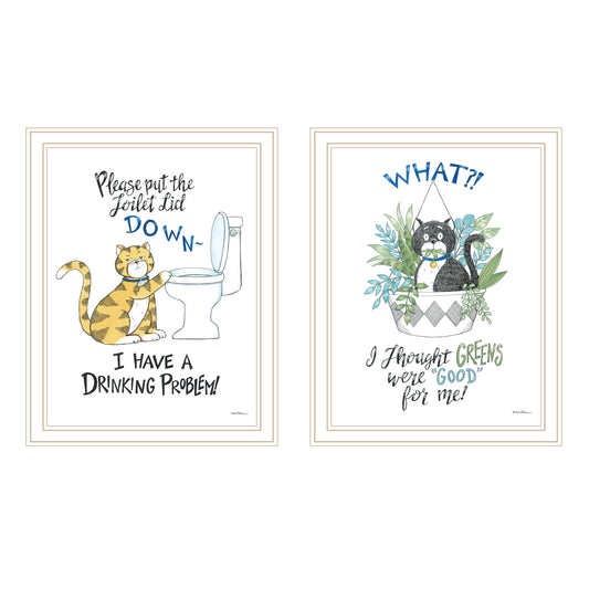 Trendy Decor 4U 2- Piece Vignette I have a Drinking Problem!! Black Framed Wall Art for Living Room, Bedroom Wall Art Print for Home Decor by Deb Strain