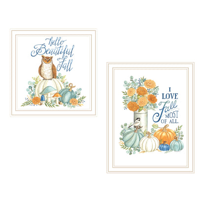 Trendy Decor 4U 2- Piece Vignette I Love Fall Most of All White Framed Wall Art for Living Room, Bedroom Wall Art Print for Home Decor by Deb Strain