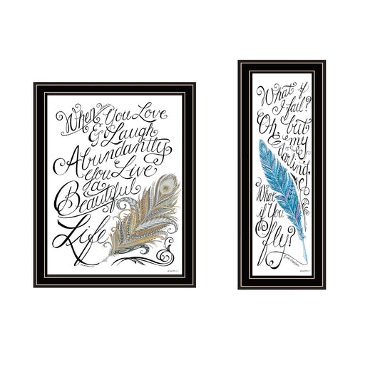 Trendy Decor 4U 2- Piece Vignette What if I FAIL? Black Framed Wall Art for Living Room, Bedroom Wall Art Print for Home Decor by Deb Strain