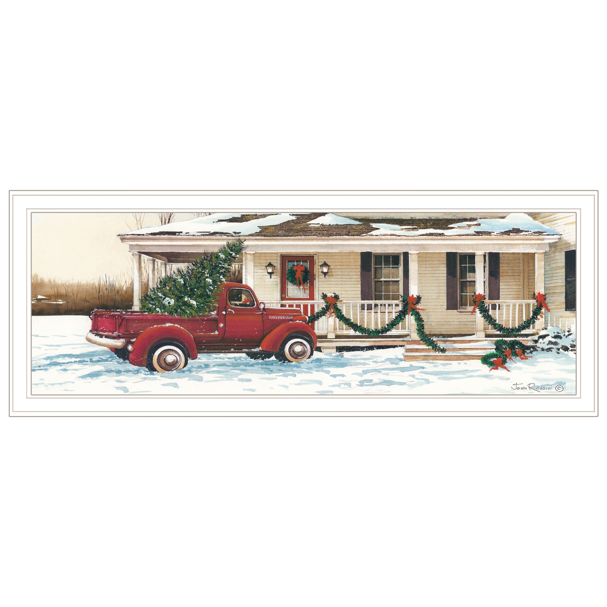 Trendy Decor 4U Preparing for Christmas White Framed Wall Art for Living Room, Bedroom Wall Art Print for Home Decor by John Rossini