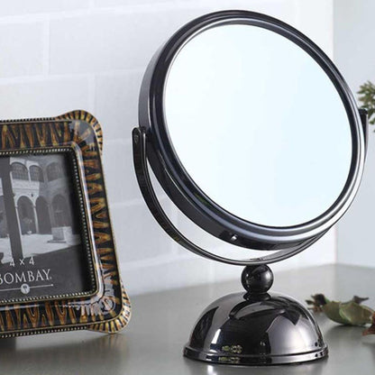 Gunmetal Makeup Mirror with 5x Magnification - 6.5" Diameter