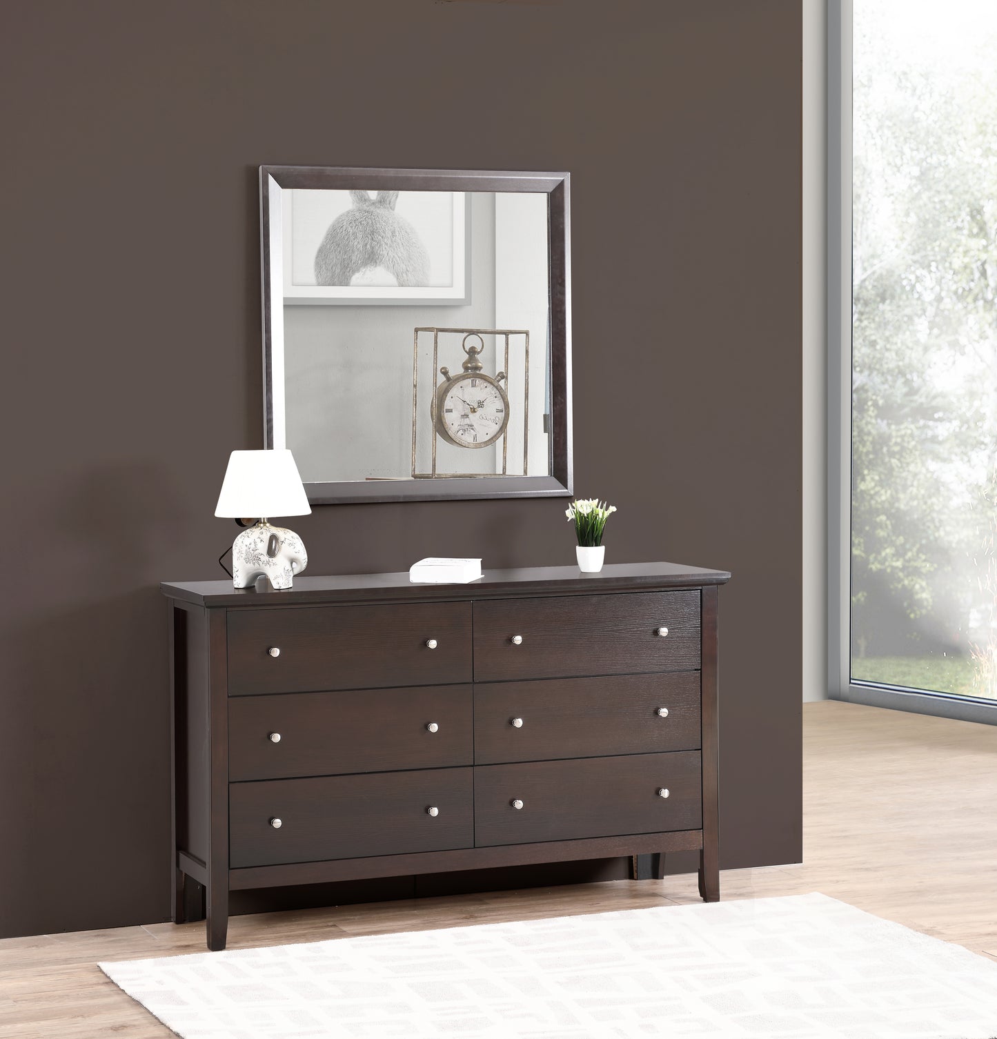 Espresso Particle Board Vanity Mirror 36" x 2"
