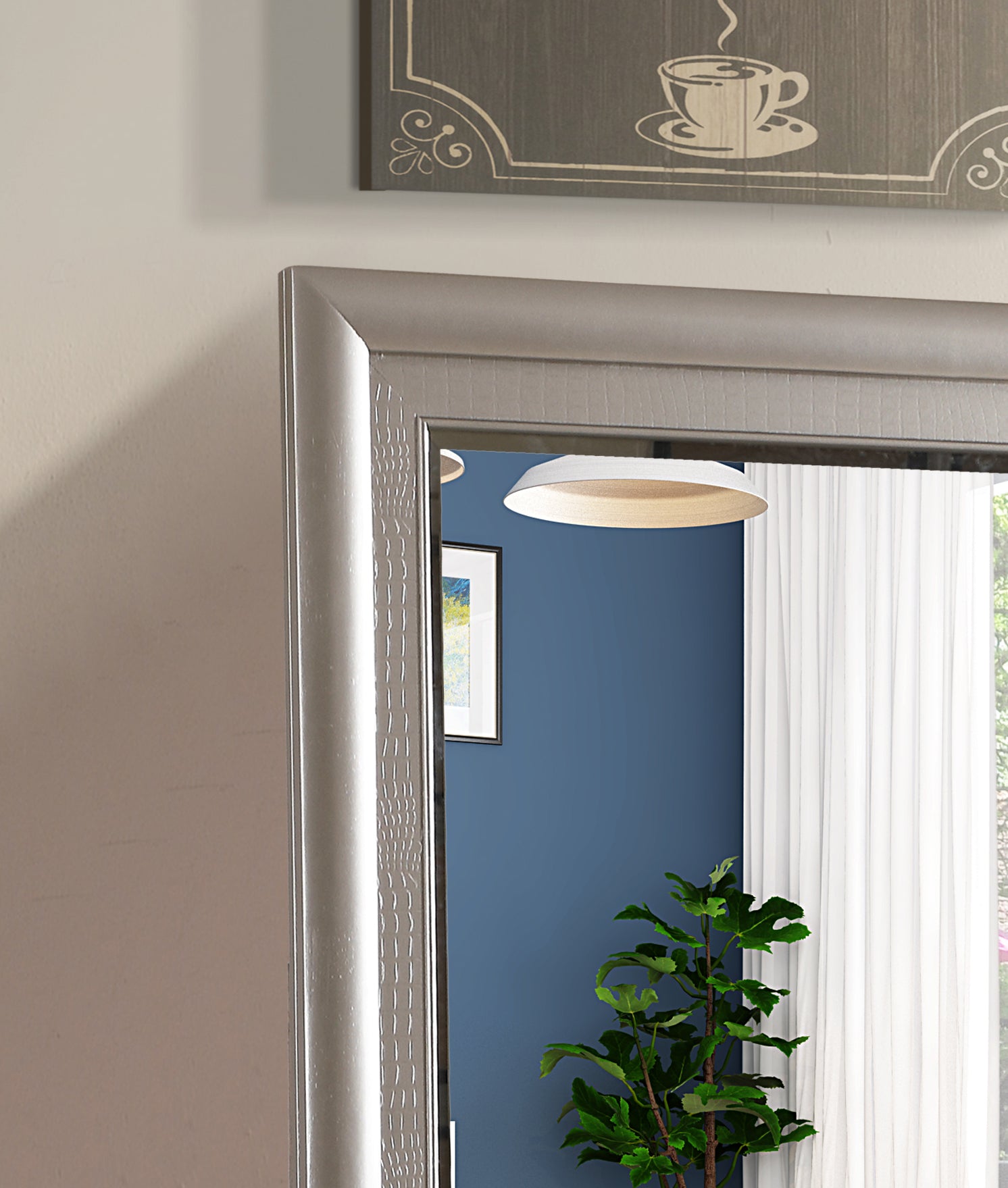 Champagne Particle Board Vanity Mirror with Wood Veneer for Dressers