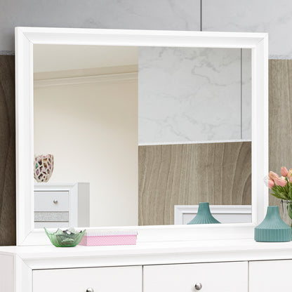 White Mirror Vanity with Wood Frame - 37"H x 46"W