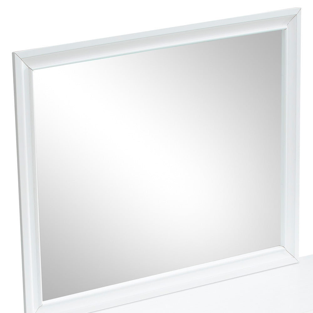 White Mirror Vanity with Wood Frame - 37"H x 46"W
