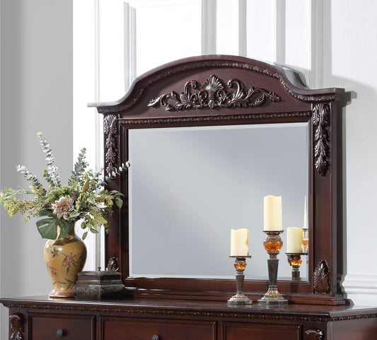 Cherry Finish Glass Vanity Mirror - 41" x 50"