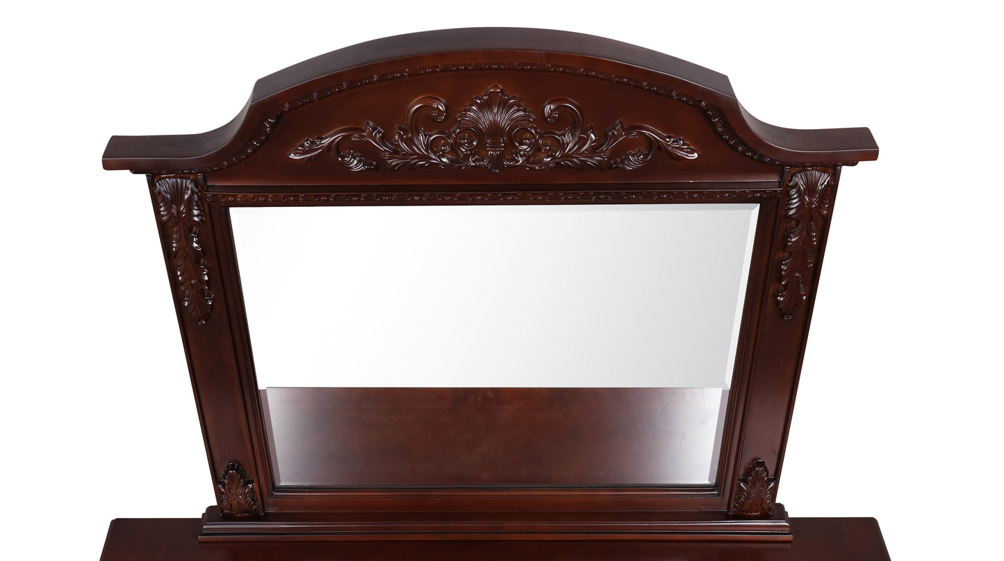 Cherry Finish Glass Vanity Mirror - 41" x 50"