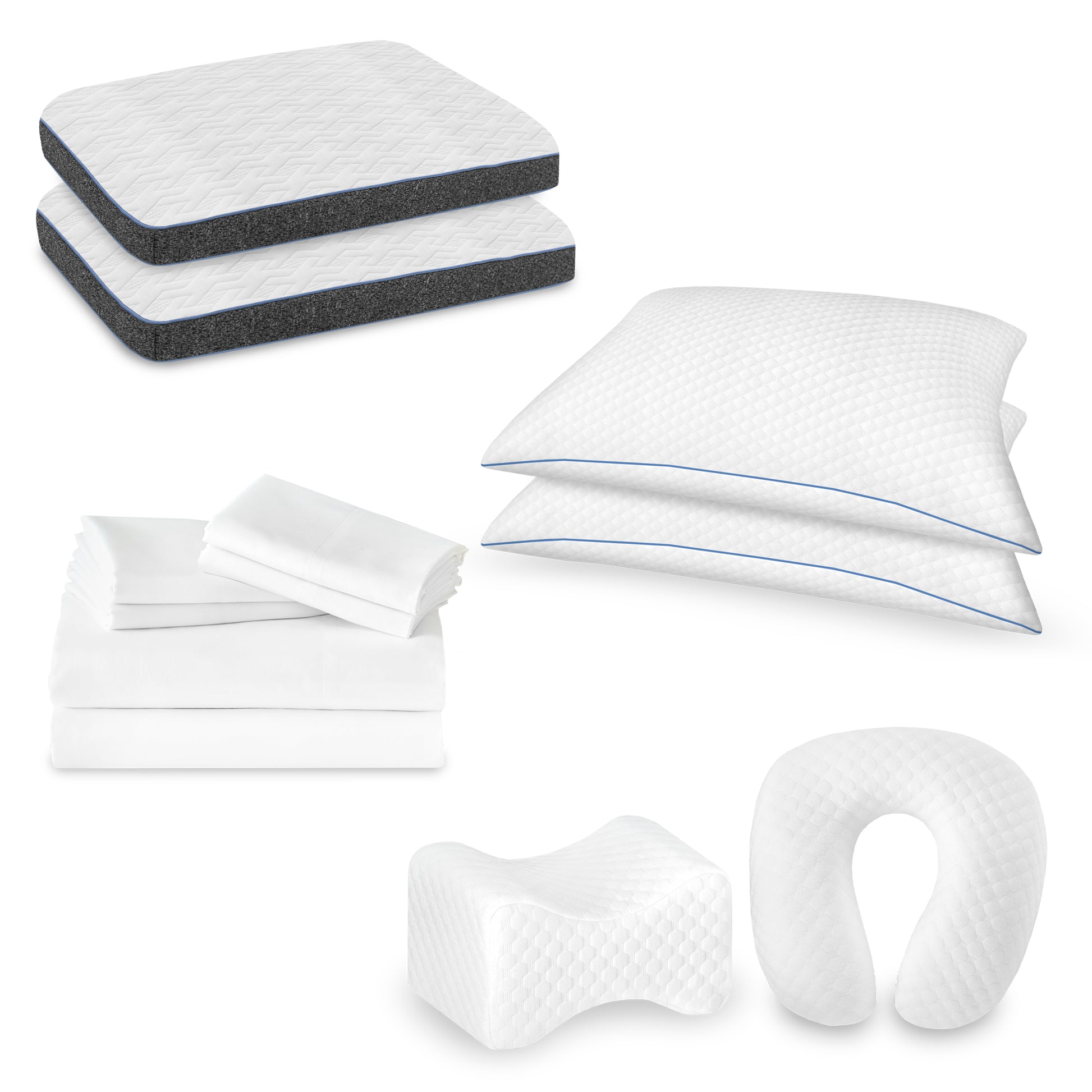 White Cotton Linen 12-Piece Bedding Set Cal King