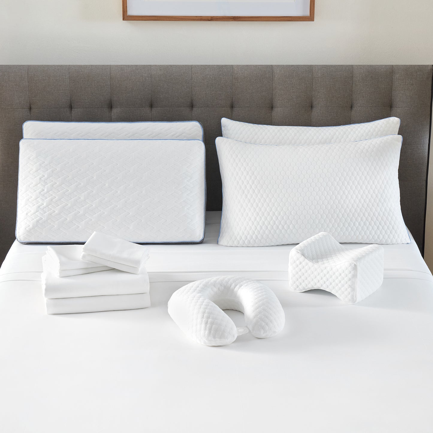 White Cotton Linen 12-Piece Bedding Set Cal King