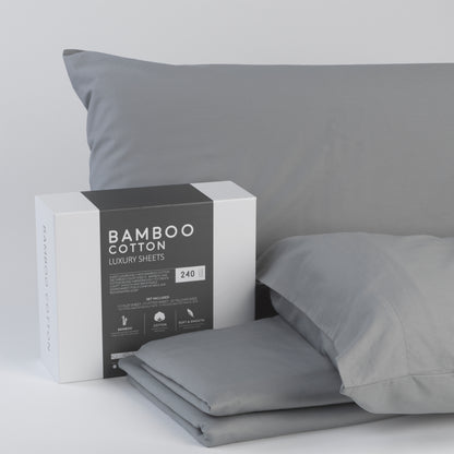 Bamboo Cotton Sheets Soft and Smooth with Viscose from Bamboo Grey Twin Long