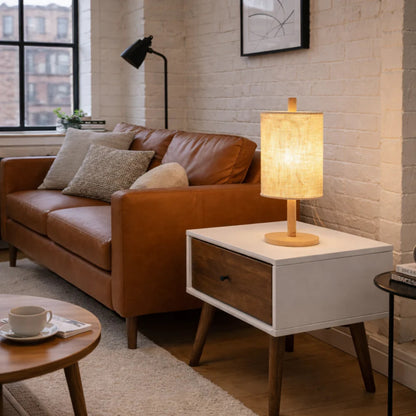 Modern Classic Desk Lamp Villa Living Room Bedroom Study Decorative Original Design European Wood Table Light, Arcana Table Lamp - Oak - Natural  110-120V Paper Rattan Weave Material